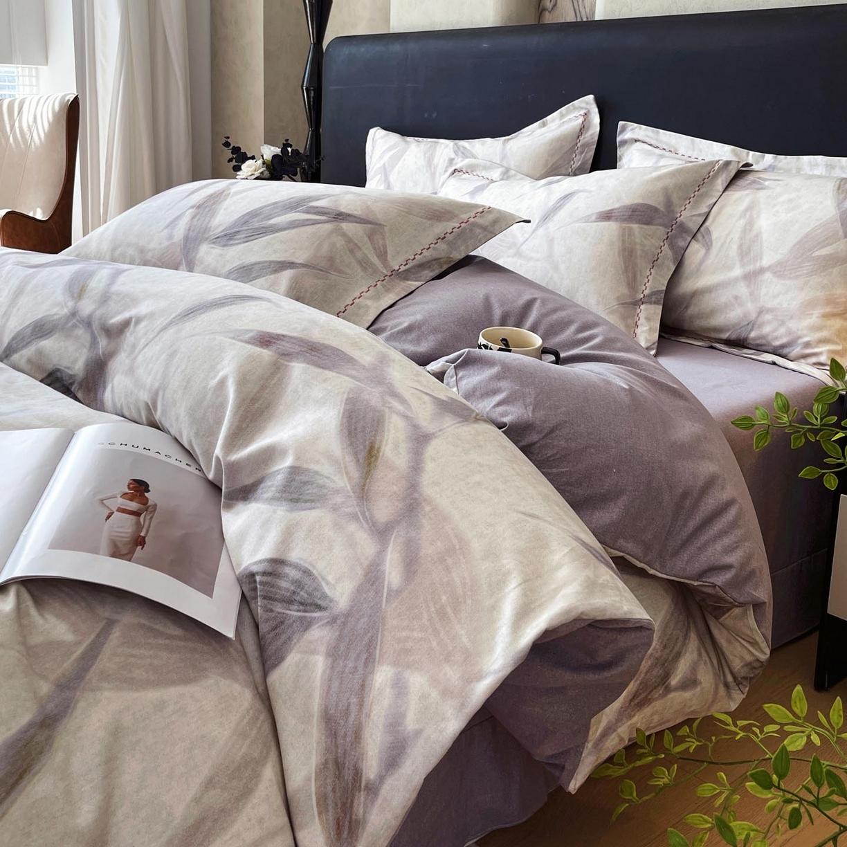 91家纺网 家纺一手货源 找家纺 麦田家纺 2025新款疆大白全棉纯棉加厚生态磨毛四件套 清风徐来