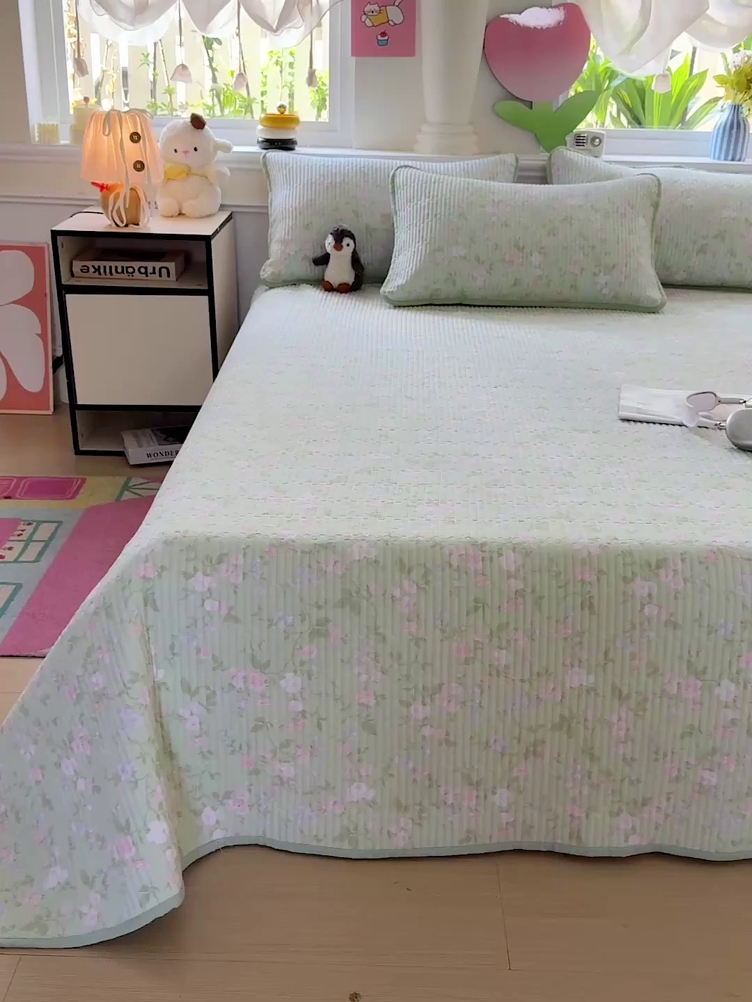 91家纺网 家纺一手货源 找家纺 恒尚居 2025新款双层纱床盖床盖单品单床盖云感夹棉床单床垫软床垫-四季款【系列一】 【美丽心情】双层纱