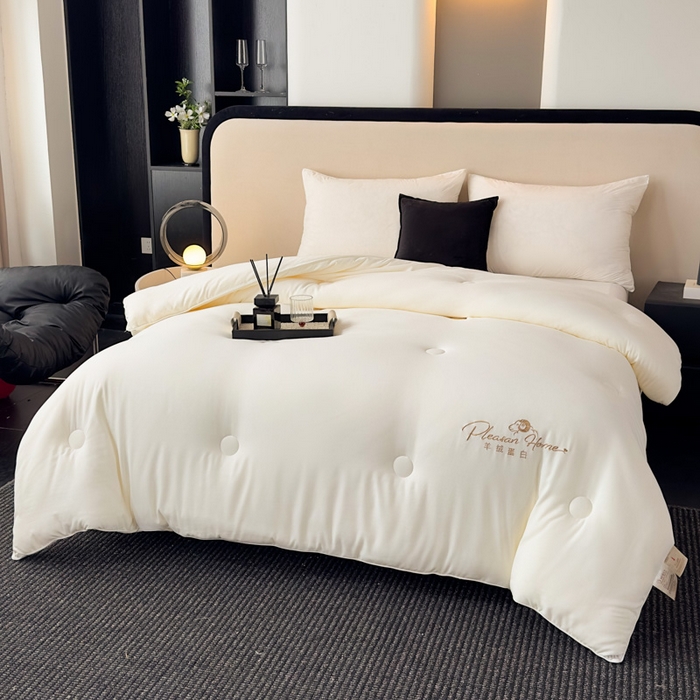 91家纺网 家纺一手货源 找家纺 （总）蓝雀翎 2025新款刺绣羊绒蛋白锁温被被子被芯