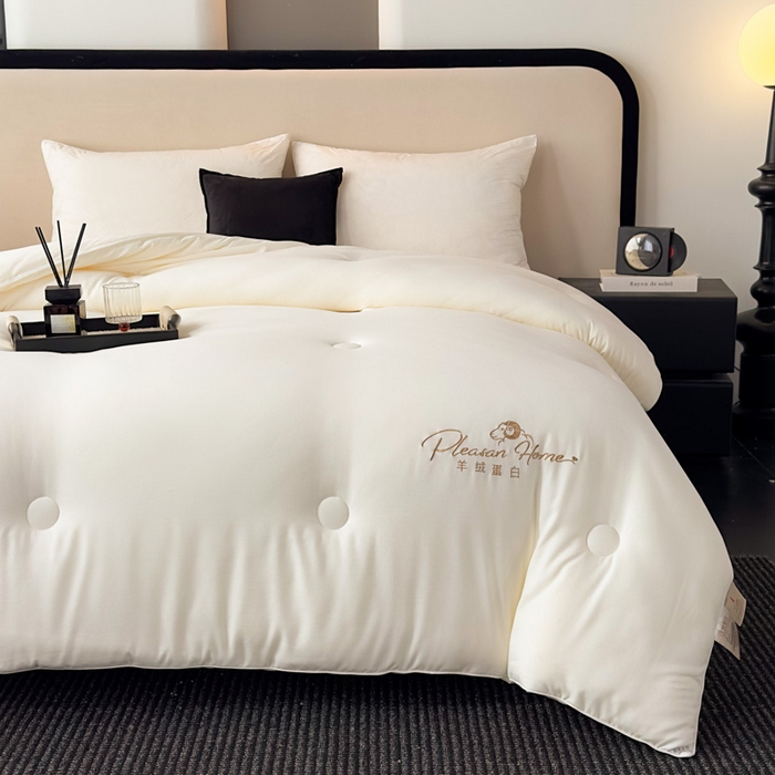 91家纺网 家纺一手货源 找家纺 （总）蓝雀翎 2025新款刺绣羊绒蛋白锁温被被子被芯