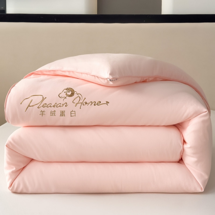 91家纺网 家纺一手货源 找家纺 （总）蓝雀翎 2025新款刺绣羊绒蛋白锁温被被子被芯