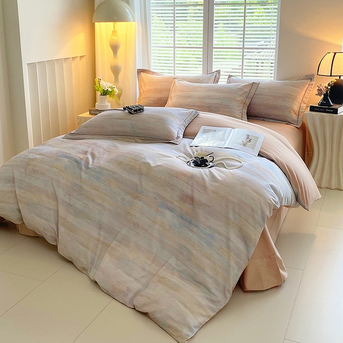 91家纺网 家纺一手货源 找家纺 威布斯家居 2025新款新疆棉全棉纯棉生态加厚磨毛四件套 华尔兹-紫