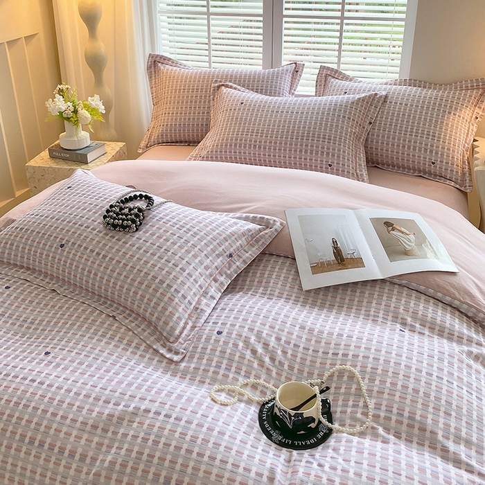 91家纺网 家纺一手货源 找家纺 威布斯家居 2025新款新疆棉全棉纯棉生态加厚磨毛四件套 锦织-桔