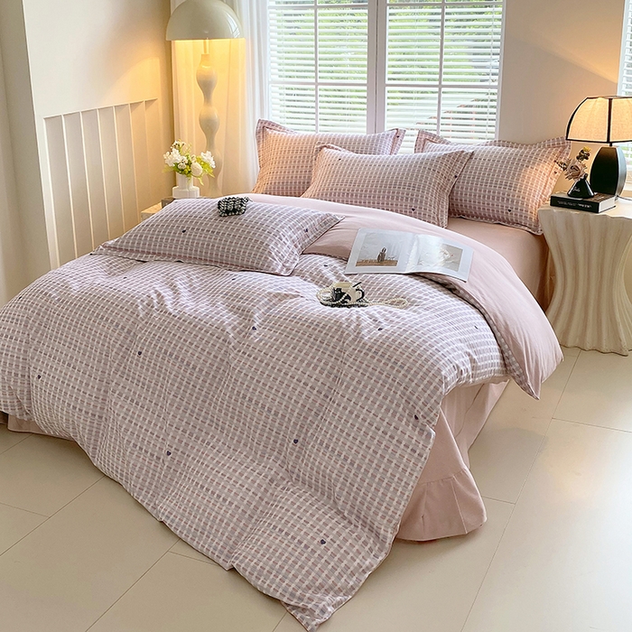 91家纺网 家纺一手货源 找家纺 威布斯家居 2025新款新疆棉全棉纯棉生态加厚磨毛四件套 锦织-桔