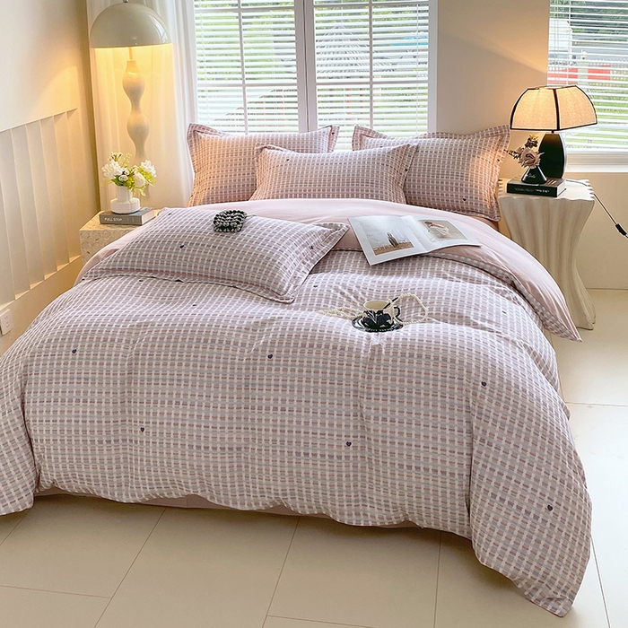 91家纺网 家纺一手货源 找家纺 威布斯家居 2025新款新疆棉全棉纯棉生态加厚磨毛四件套 锦织-桔