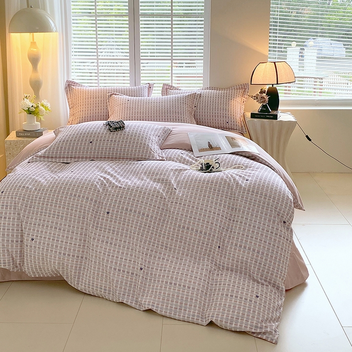 91家纺网 家纺一手货源 找家纺 威布斯家居 2025新款新疆棉全棉纯棉生态加厚磨毛四件套 锦织-桔