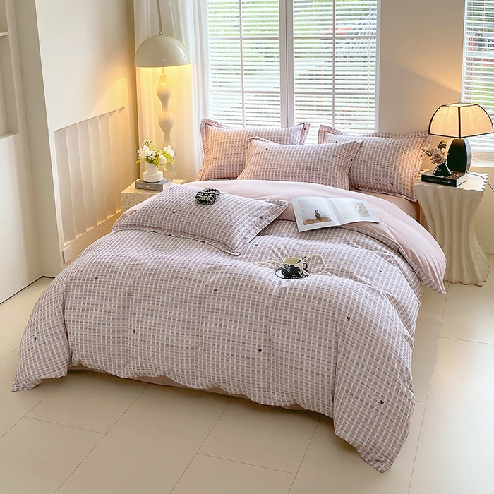 91家纺网 家纺一手货源 找家纺 威布斯家居 2025新款新疆棉全棉纯棉生态加厚磨毛四件套 锦织-桔