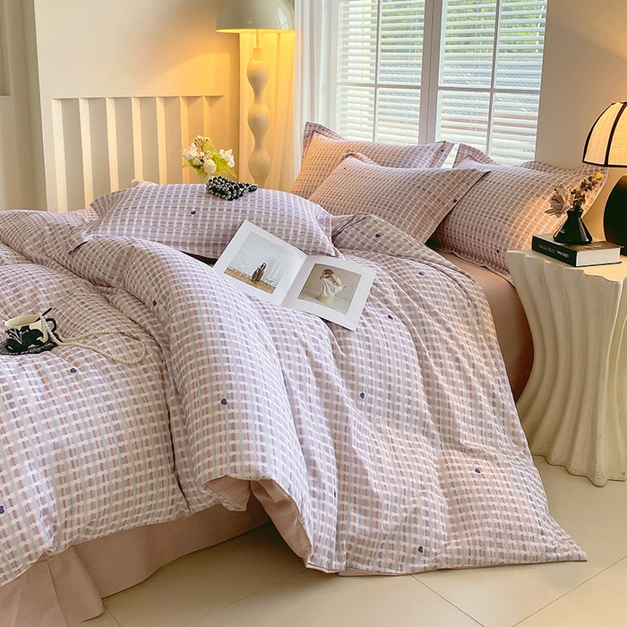 91家纺网 家纺一手货源 找家纺 威布斯家居 2025新款新疆棉全棉纯棉生态加厚磨毛四件套 锦织-桔