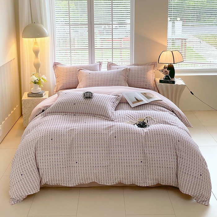 91家纺网 家纺一手货源 找家纺 威布斯家居 2025新款新疆棉全棉纯棉生态加厚磨毛四件套 锦织-桔