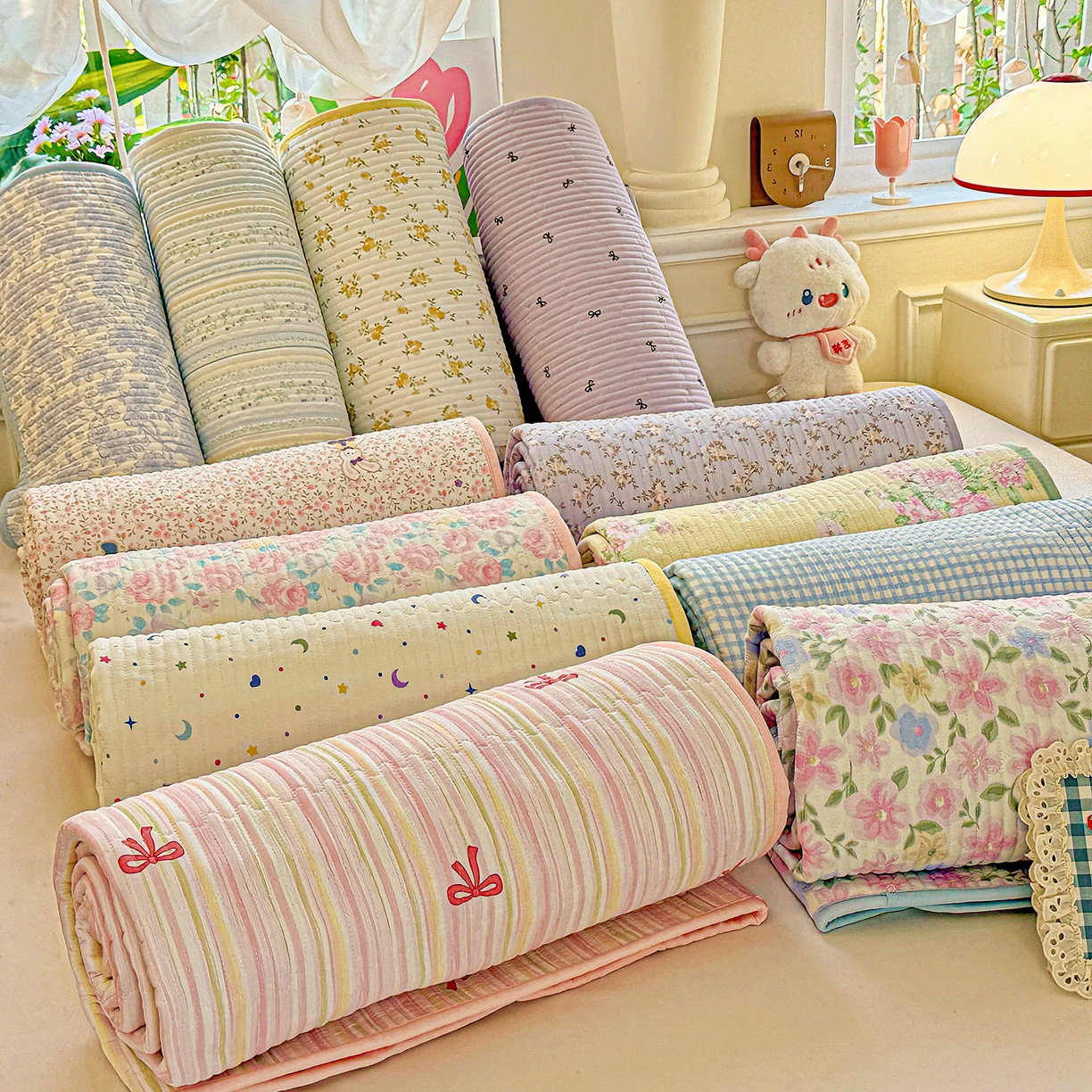 恒尚居 2025新款双层纱床盖床盖单品单床盖云感夹棉床单床垫软床垫-四季款【系列一】 组合图仅供展示不可下单