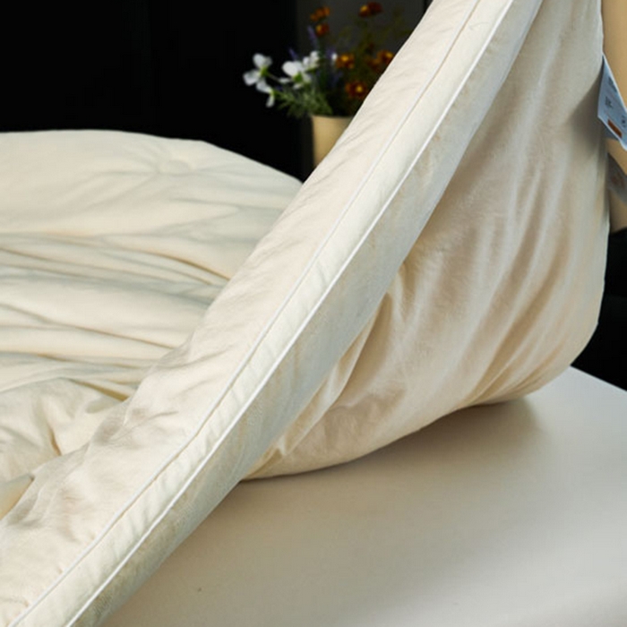 91家纺网 家纺一手货源 找家纺 蓝雀翎 2025新款原棉提花大豆被被子被芯 奶油白