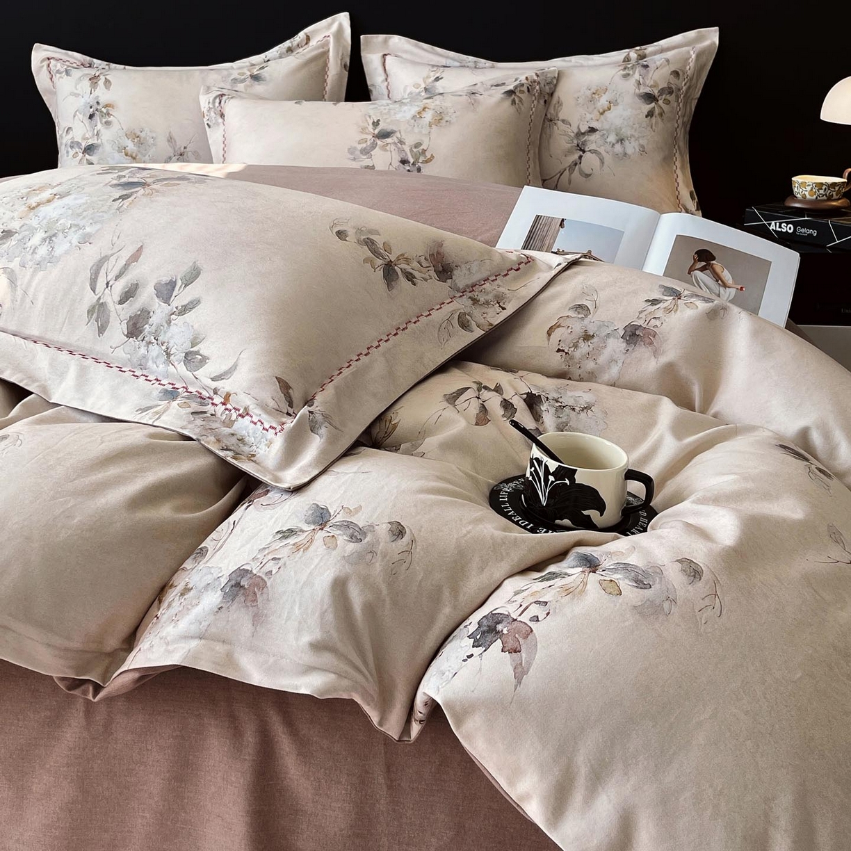 91家纺网 家纺一手货源 找家纺 麦田家纺 2025新款疆大白全棉纯棉加厚生态磨毛四件套 闻花语