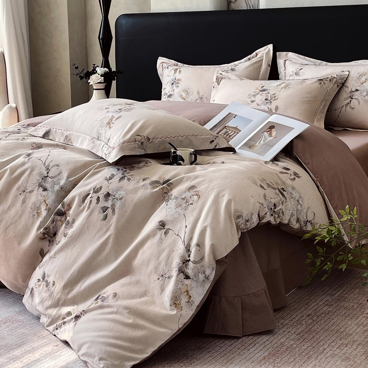 91家纺网 家纺一手货源 找家纺 麦田家纺 2025新款疆大白全棉纯棉加厚生态磨毛四件套 闻花语