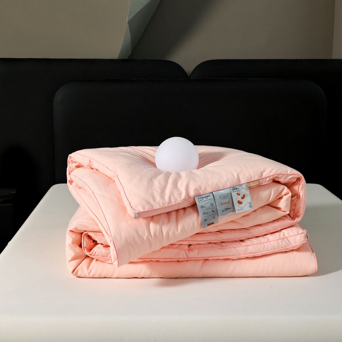 91家纺网 家纺一手货源 找家纺 蓝雀翎 2025新款原棉提花大豆被被子被芯 蜜桃粉