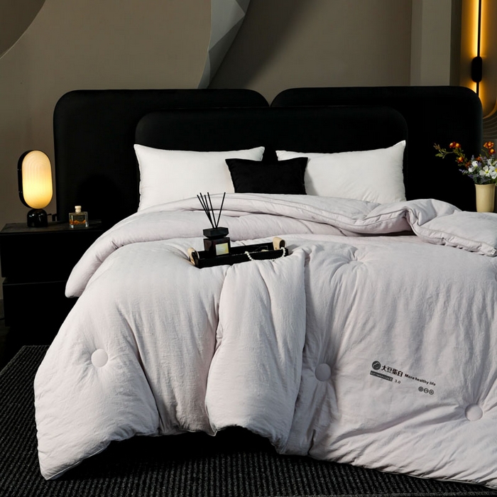 91家纺网 家纺一手货源 找家纺 蓝雀翎 2025新款原棉提花大豆被被子被芯 绅士灰