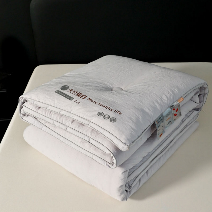 91家纺网 家纺一手货源 找家纺 蓝雀翎 2025新款原棉提花大豆被被子被芯 绅士灰