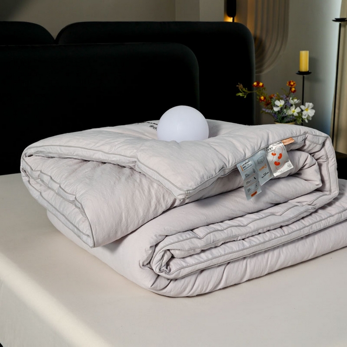 91家纺网 家纺一手货源 找家纺 蓝雀翎 2025新款原棉提花大豆被被子被芯 绅士灰