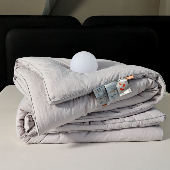 91家纺网 家纺一手货源 找家纺 蓝雀翎 2025新款原棉提花大豆被被子被芯 绅士灰