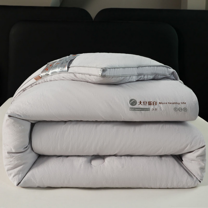 蓝雀翎 2025新款原棉提花大豆被被子被芯 绅士灰