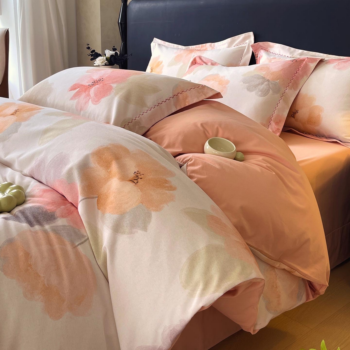 麦田家纺 2025新款疆大白全棉纯棉加厚生态磨毛四件套 夕雾