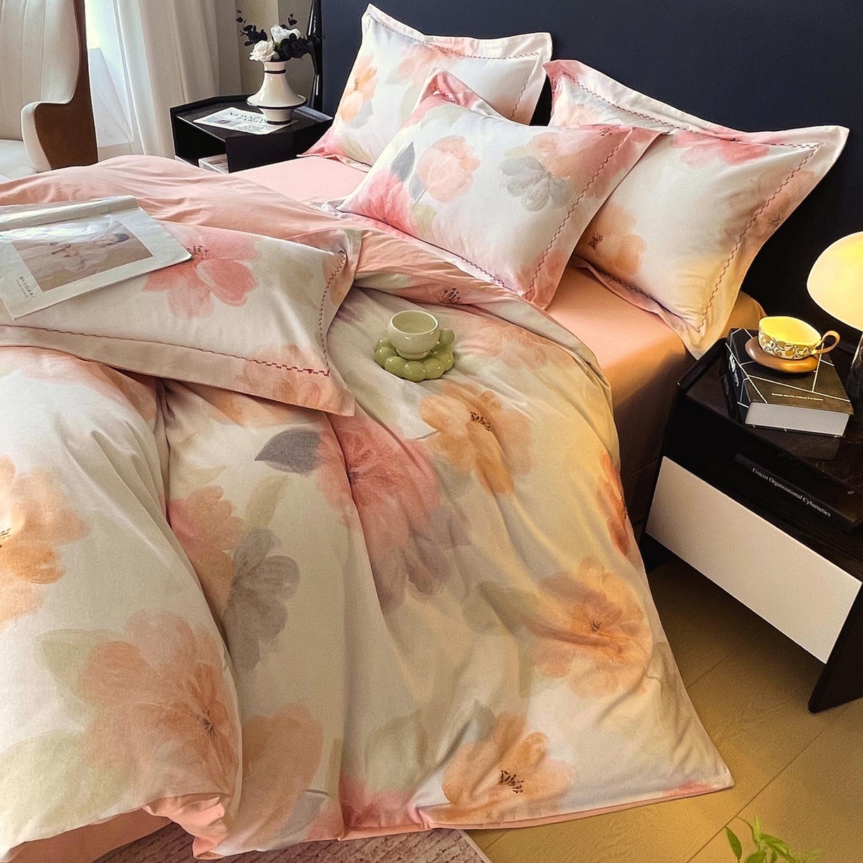 91家纺网 家纺一手货源 找家纺 麦田家纺 2025新款疆大白全棉纯棉加厚生态磨毛四件套 夕雾