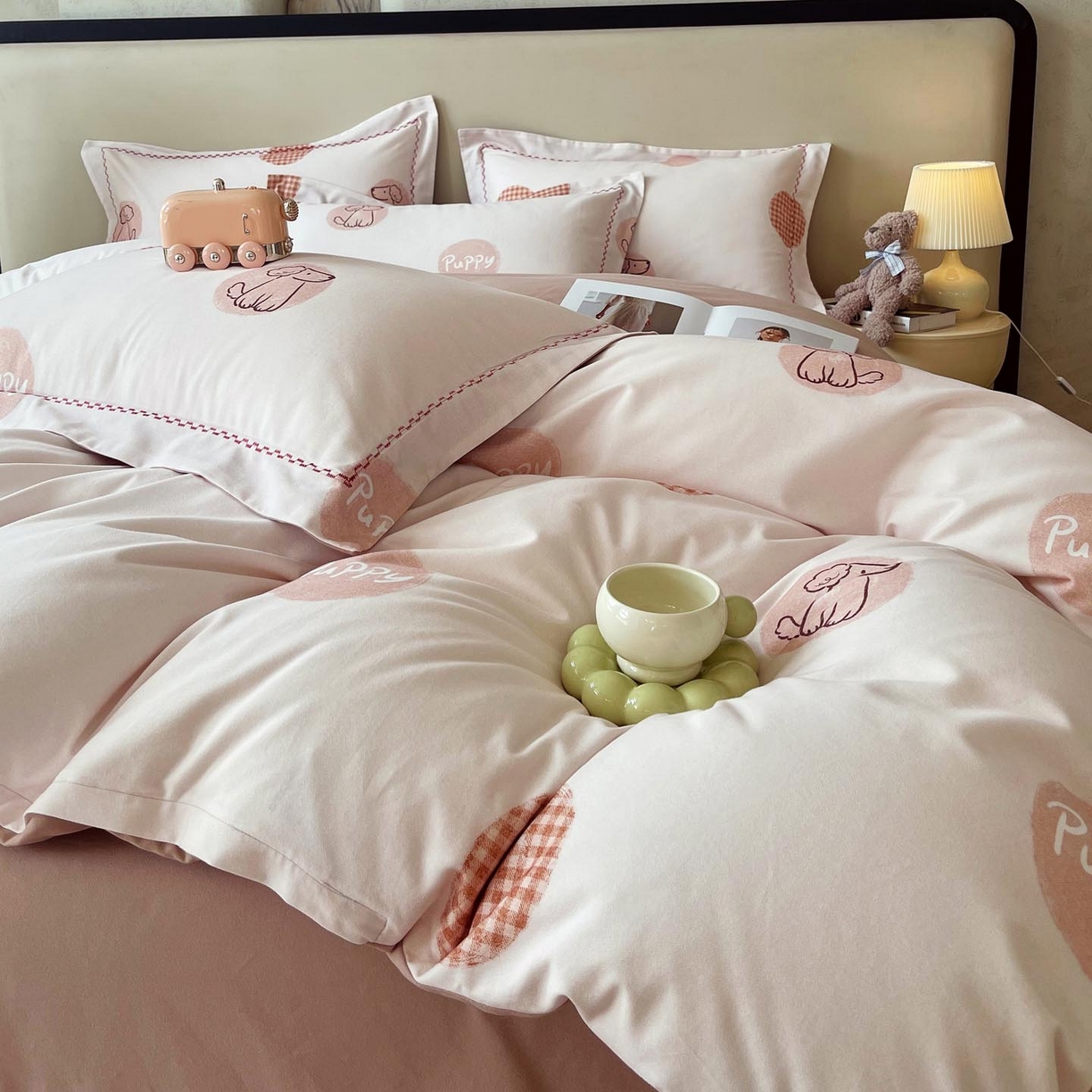 91家纺网 家纺一手货源 找家纺 麦田家纺 2025新款疆大白全棉纯棉加厚生态磨毛四件套 小狗puppy