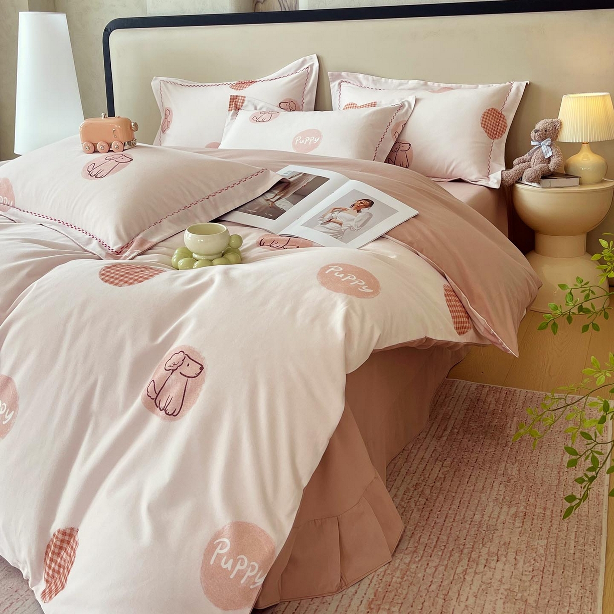 91家纺网 家纺一手货源 找家纺 麦田家纺 2025新款疆大白全棉纯棉加厚生态磨毛四件套 小狗puppy