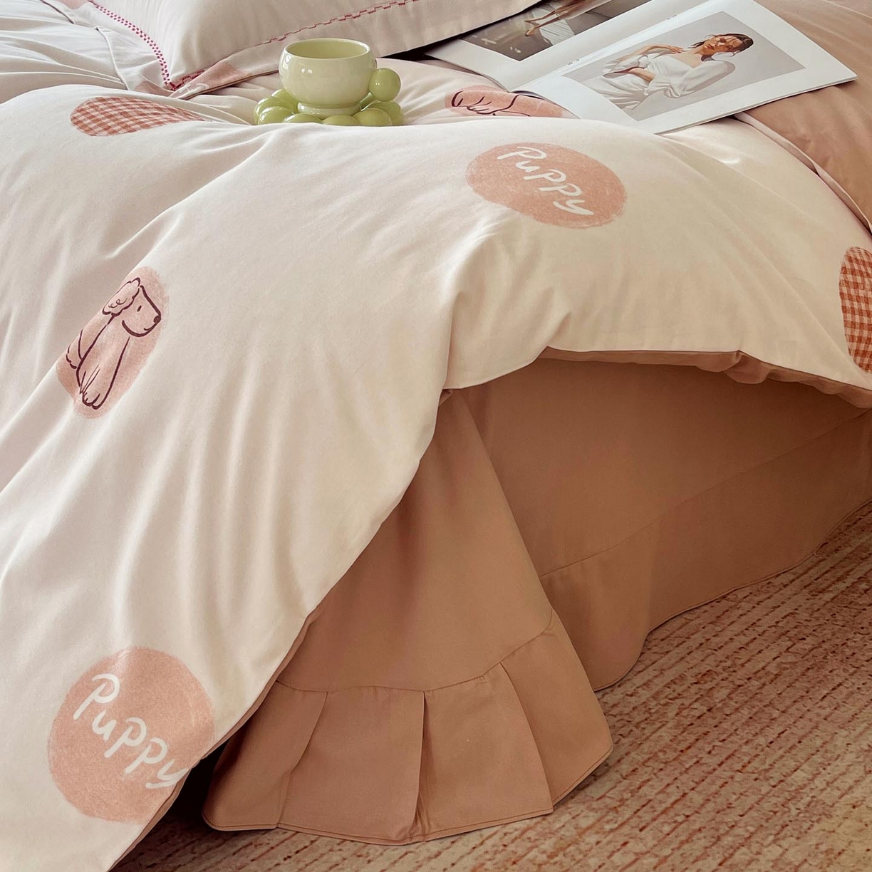 91家纺网 家纺一手货源 找家纺 麦田家纺 2025新款疆大白全棉纯棉加厚生态磨毛四件套 小狗puppy