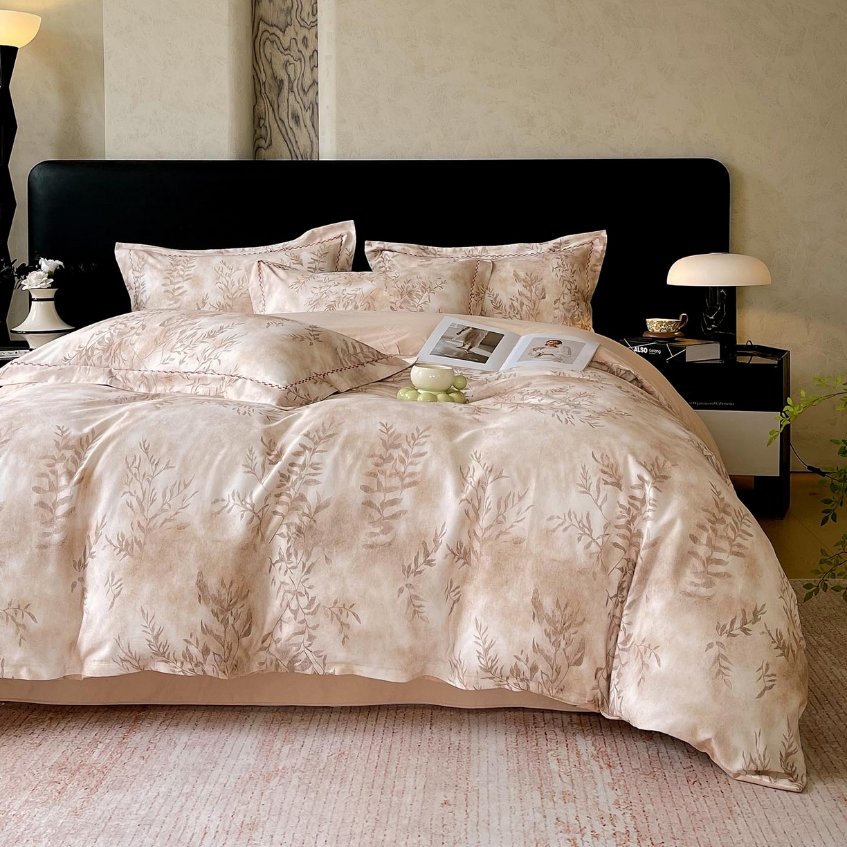 91家纺网 家纺一手货源 找家纺 麦田家纺 2025新款疆大白全棉纯棉加厚生态磨毛四件套 杏花微雨