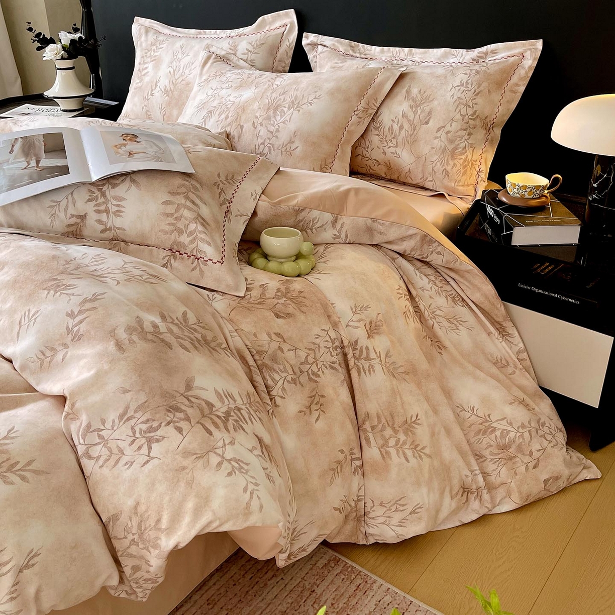 91家纺网 家纺一手货源 找家纺 麦田家纺 2025新款疆大白全棉纯棉加厚生态磨毛四件套 杏花微雨