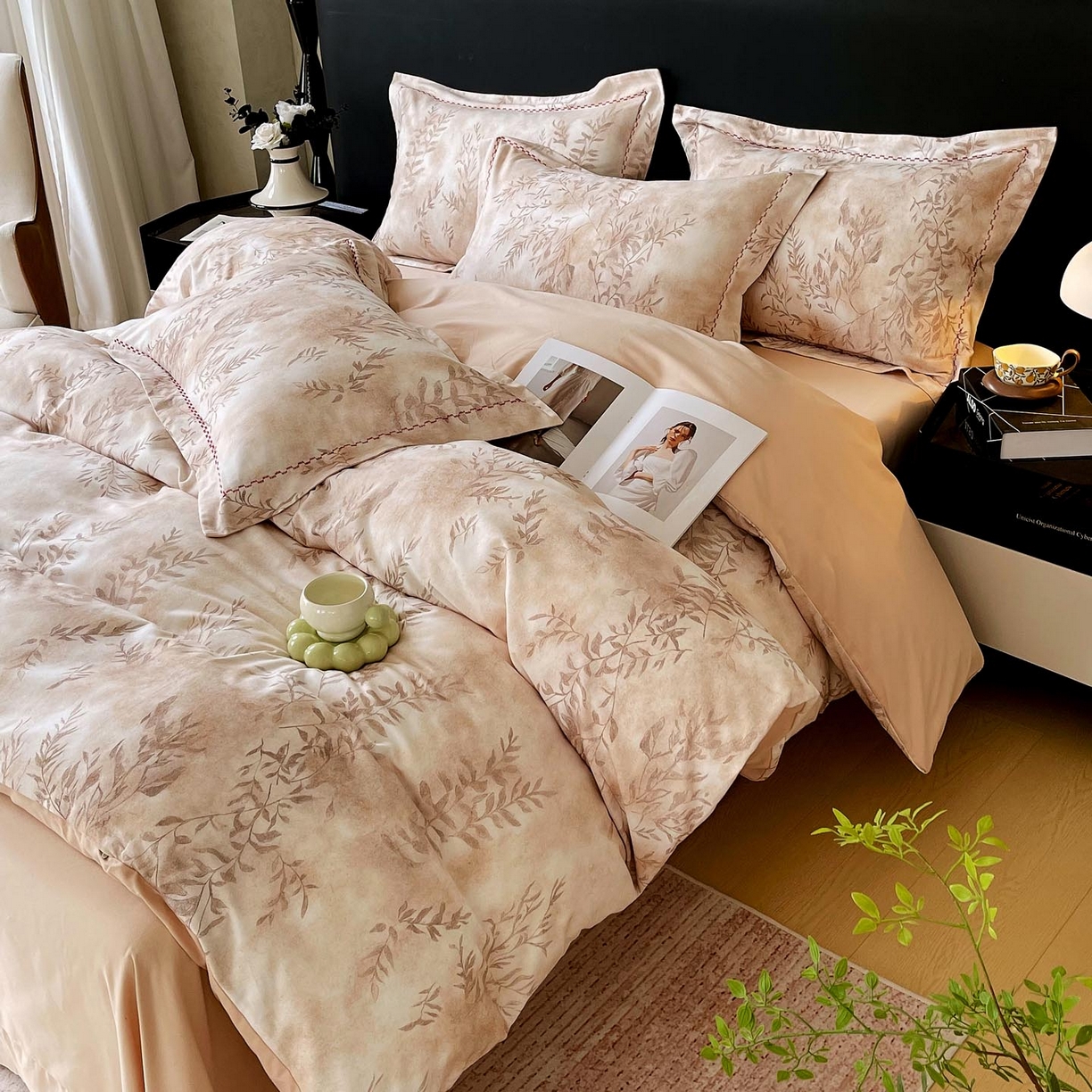 91家纺网 家纺一手货源 找家纺 麦田家纺 2025新款疆大白全棉纯棉加厚生态磨毛四件套 杏花微雨