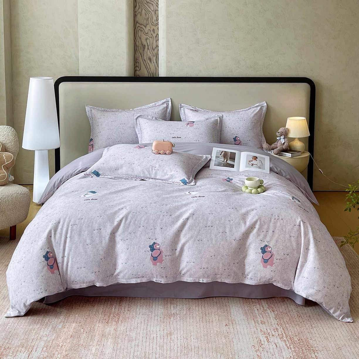 91家纺网 家纺一手货源 找家纺 麦田家纺 2025新款疆大白全棉纯棉加厚生态磨毛四件套 幸福熊