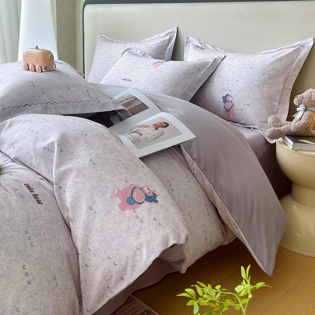 91家纺网 家纺一手货源 找家纺 麦田家纺 2025新款疆大白全棉纯棉加厚生态磨毛四件套 幸福熊