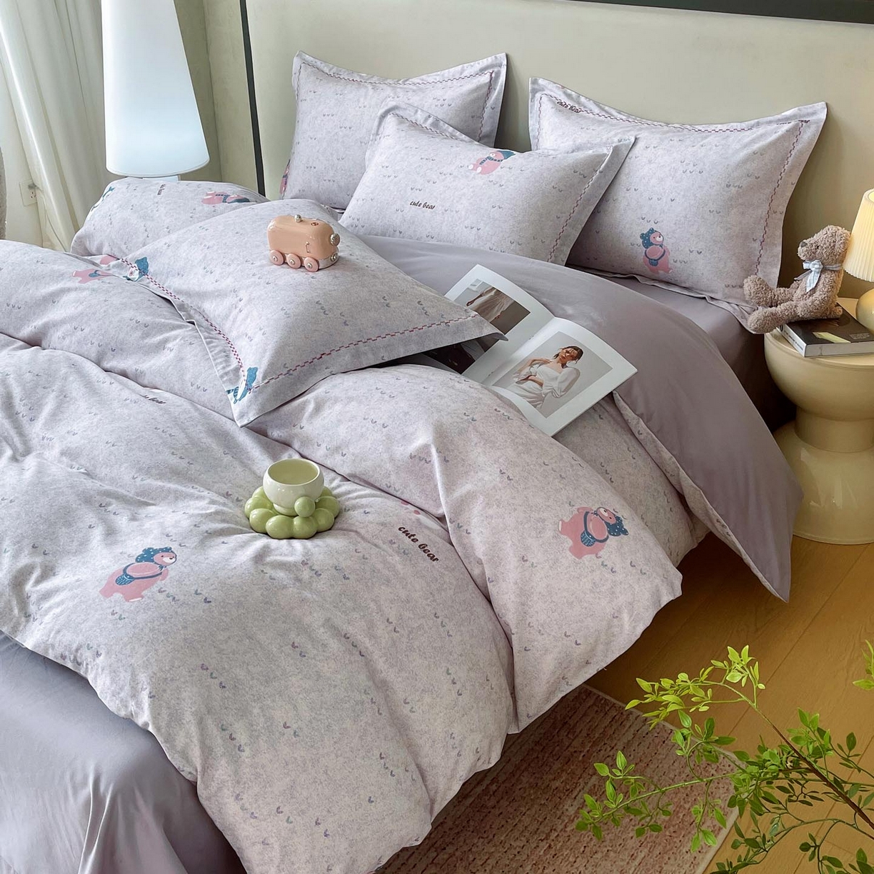 91家纺网 家纺一手货源 找家纺 麦田家纺 2025新款疆大白全棉纯棉加厚生态磨毛四件套 幸福熊