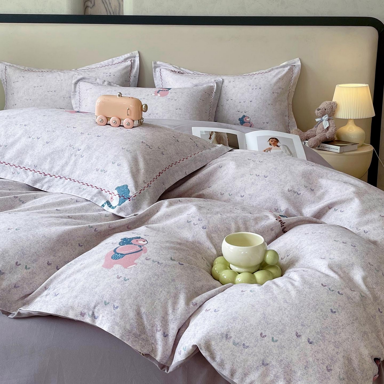 91家纺网 家纺一手货源 找家纺 麦田家纺 2025新款疆大白全棉纯棉加厚生态磨毛四件套 幸福熊