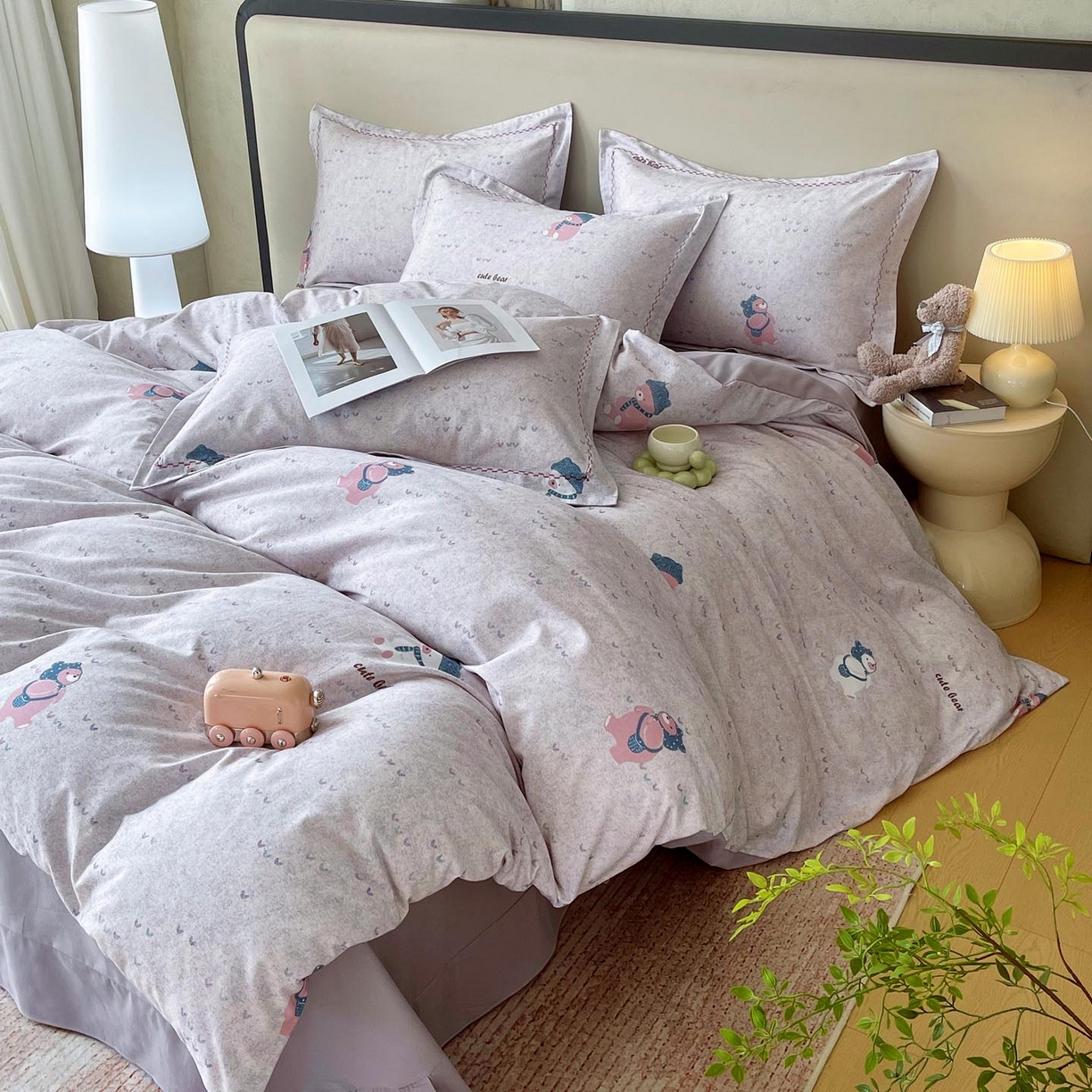 91家纺网 家纺一手货源 找家纺 麦田家纺 2025新款疆大白全棉纯棉加厚生态磨毛四件套 幸福熊