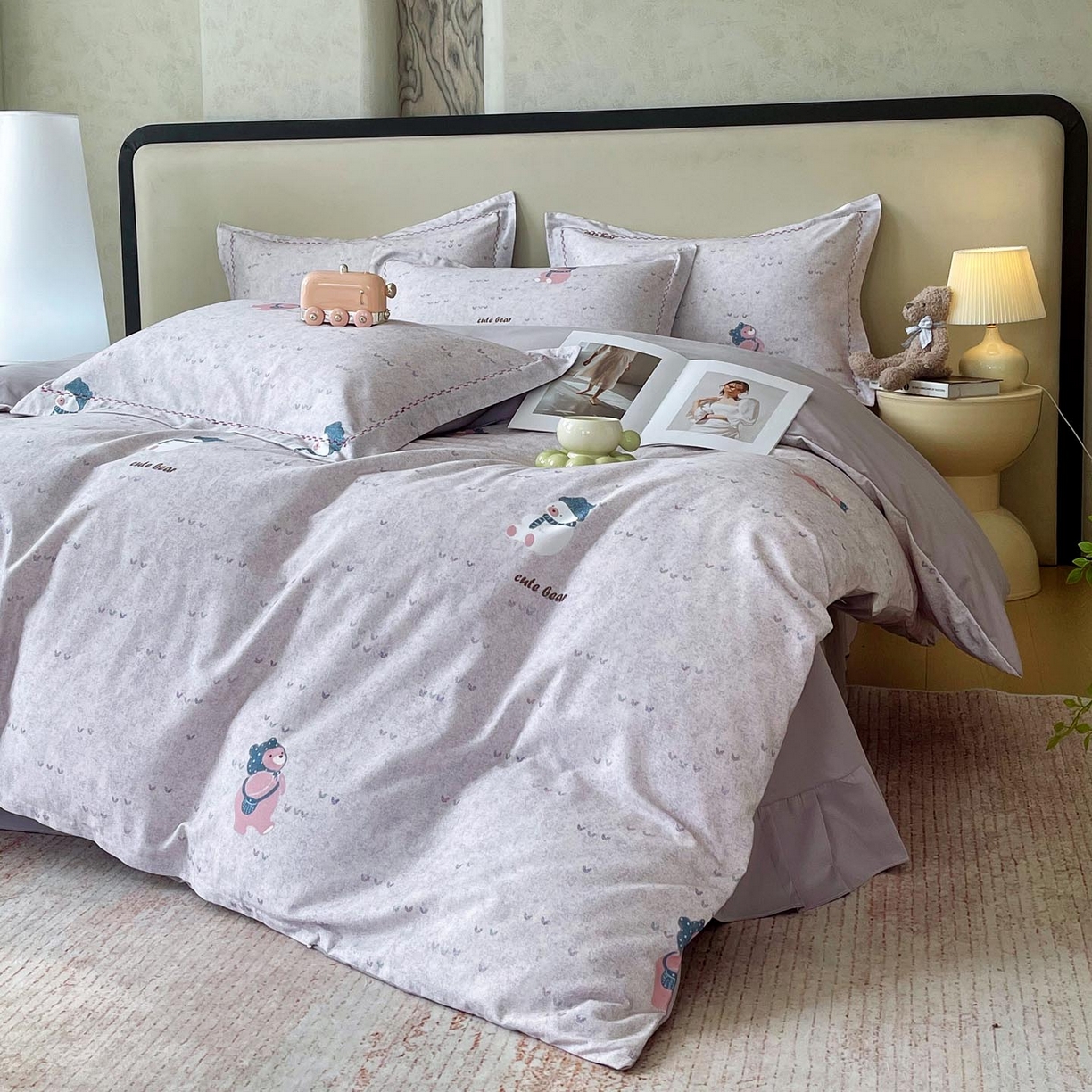 91家纺网 家纺一手货源 找家纺 麦田家纺 2025新款疆大白全棉纯棉加厚生态磨毛四件套 幸福熊