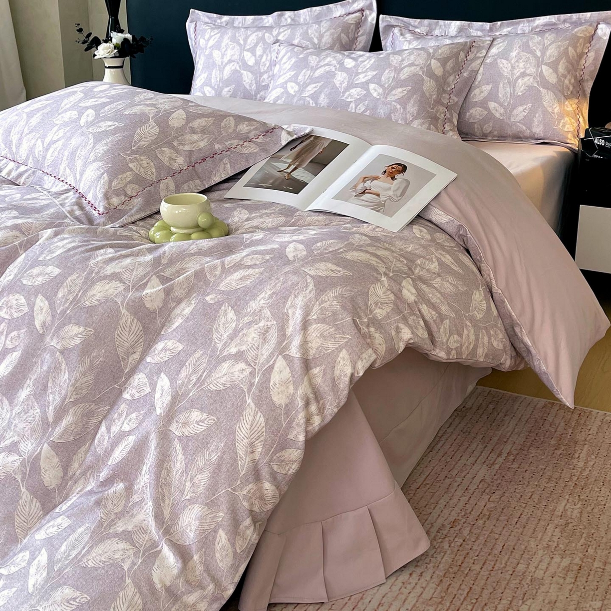 91家纺网 家纺一手货源 找家纺 麦田家纺 2025新款疆大白全棉纯棉加厚生态磨毛四件套 悠草-咖