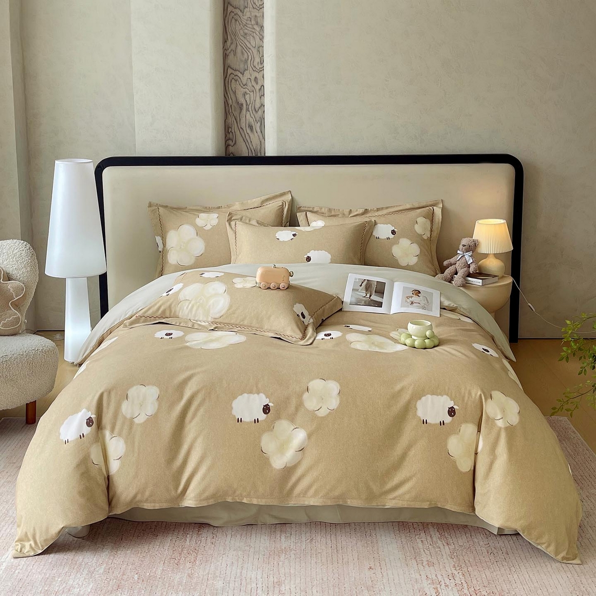 91家纺网 家纺一手货源 找家纺 麦田家纺 2025新款疆大白全棉纯棉加厚生态磨毛四件套 悠闲午后