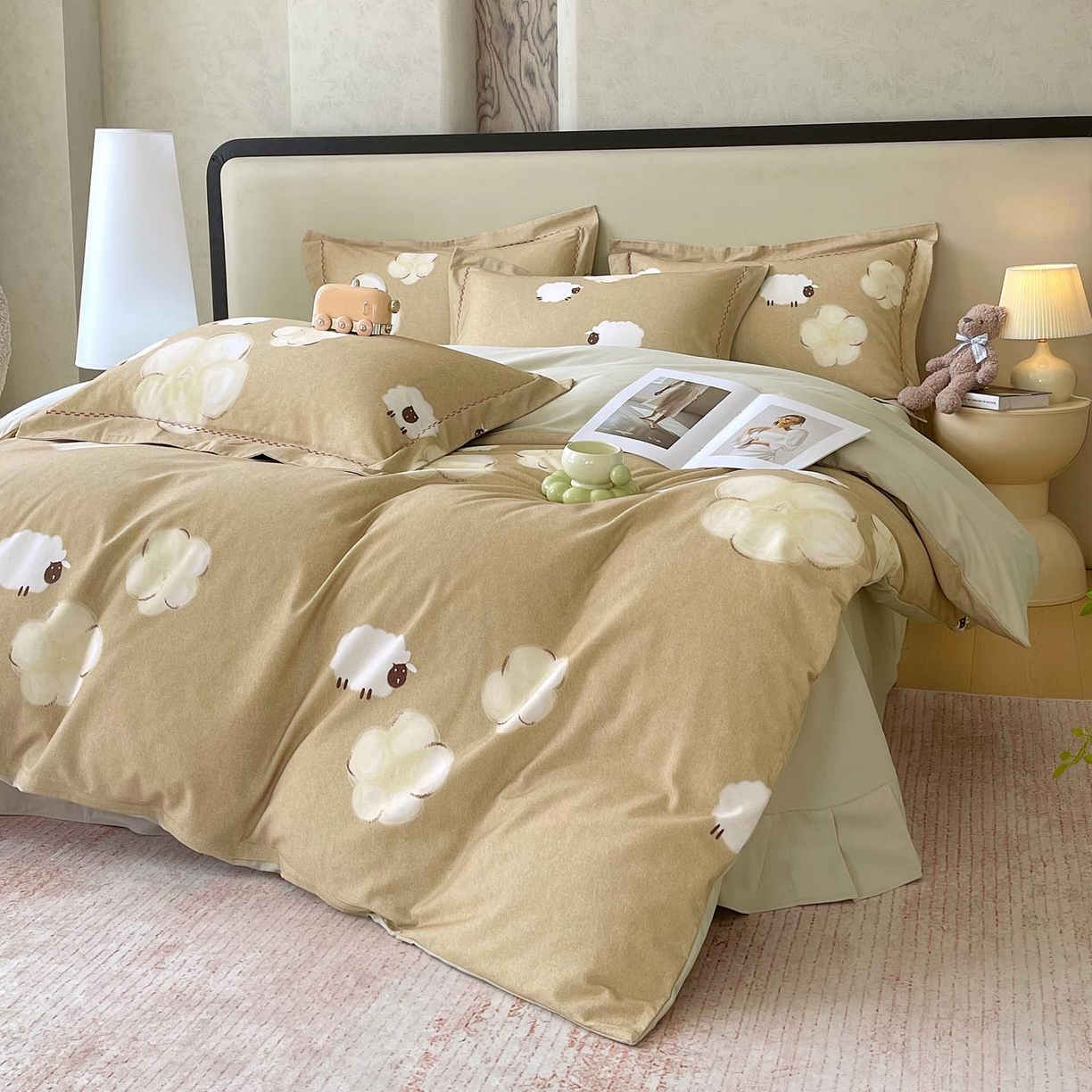 91家纺网 家纺一手货源 找家纺 麦田家纺 2025新款疆大白全棉纯棉加厚生态磨毛四件套 悠闲午后