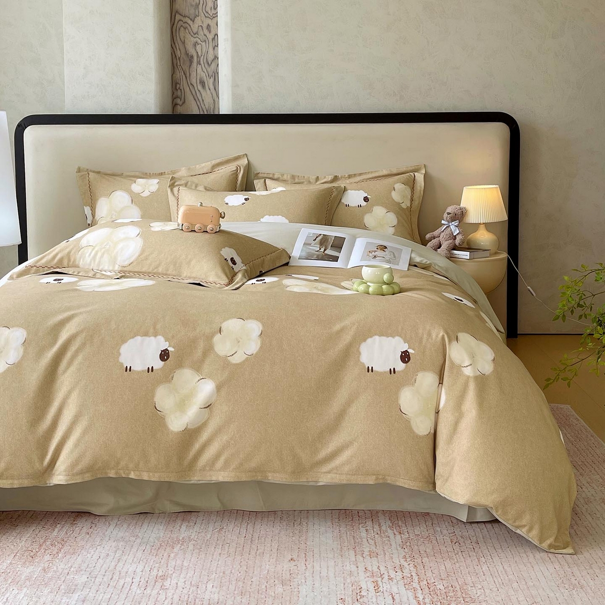 91家纺网 家纺一手货源 找家纺 麦田家纺 2025新款疆大白全棉纯棉加厚生态磨毛四件套 悠闲午后