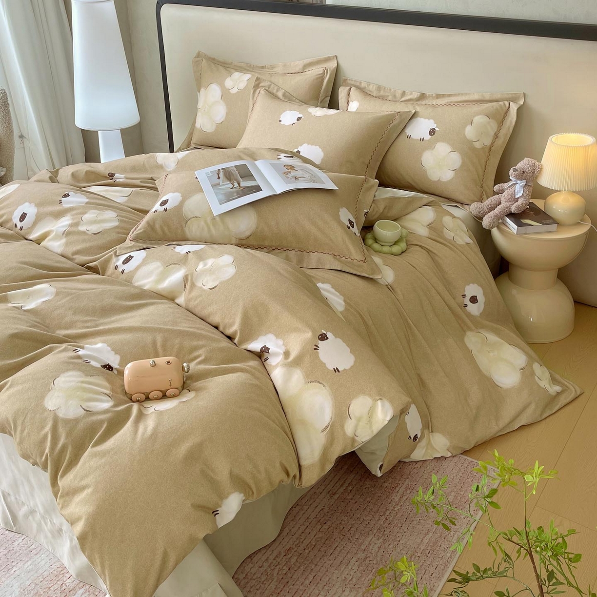 91家纺网 家纺一手货源 找家纺 麦田家纺 2025新款疆大白全棉纯棉加厚生态磨毛四件套 悠闲午后