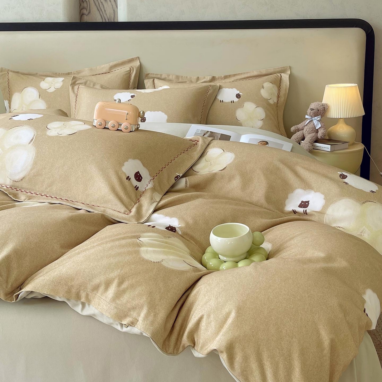 91家纺网 家纺一手货源 找家纺 麦田家纺 2025新款疆大白全棉纯棉加厚生态磨毛四件套 悠闲午后