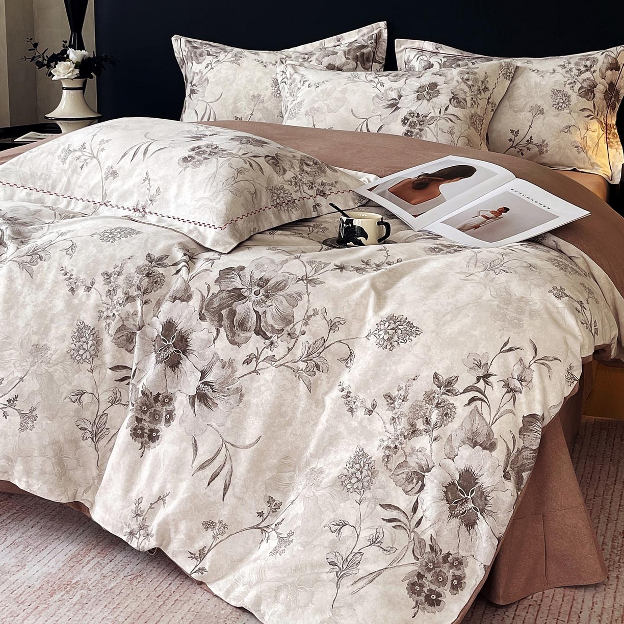 91家纺网 家纺一手货源 找家纺 麦田家纺 2025新款疆大白全棉纯棉加厚生态磨毛四件套 远黛-灰