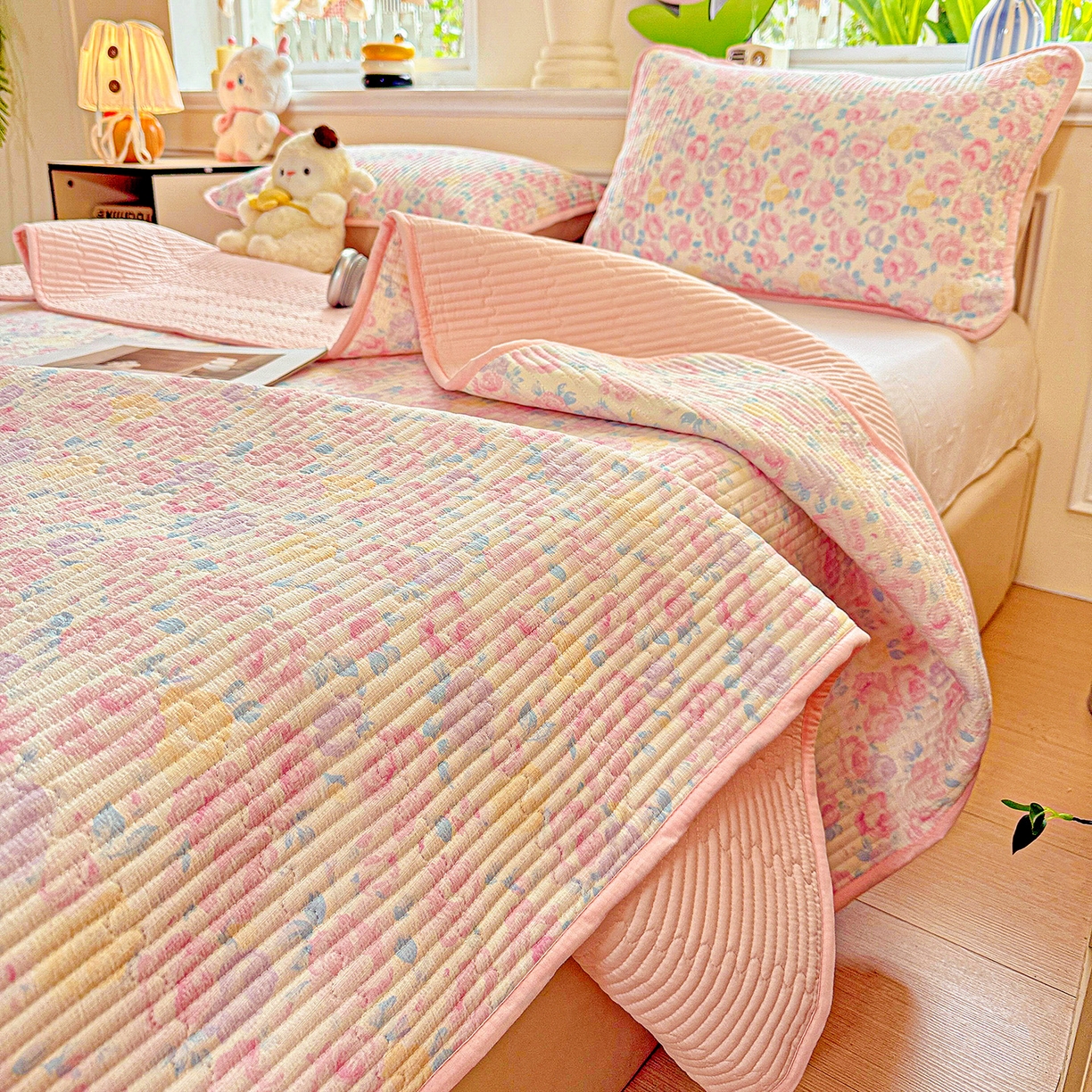 91家纺网 家纺一手货源 找家纺 （总）恒尚居 2025新款双层纱床盖床盖单品单床盖云感夹棉床单床垫软床垫-四季款【系列一】