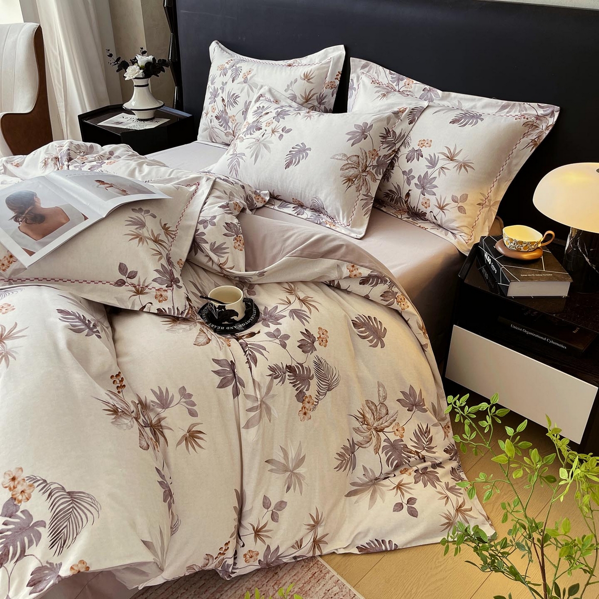 91家纺网 家纺一手货源 找家纺 麦田家纺 2025新款疆大白全棉纯棉加厚生态磨毛四件套 知画-香槟