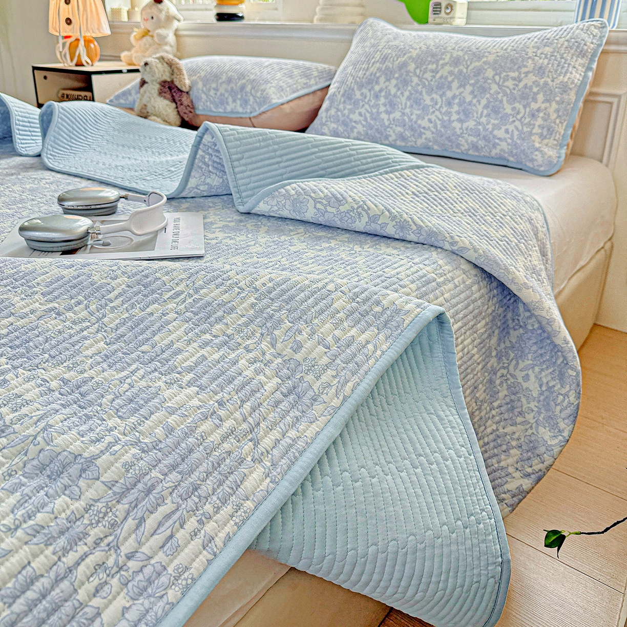 91家纺网 家纺一手货源 找家纺 （总）恒尚居 2025新款双层纱床盖床盖单品单床盖云感夹棉床单床垫软床垫-四季款【系列一】