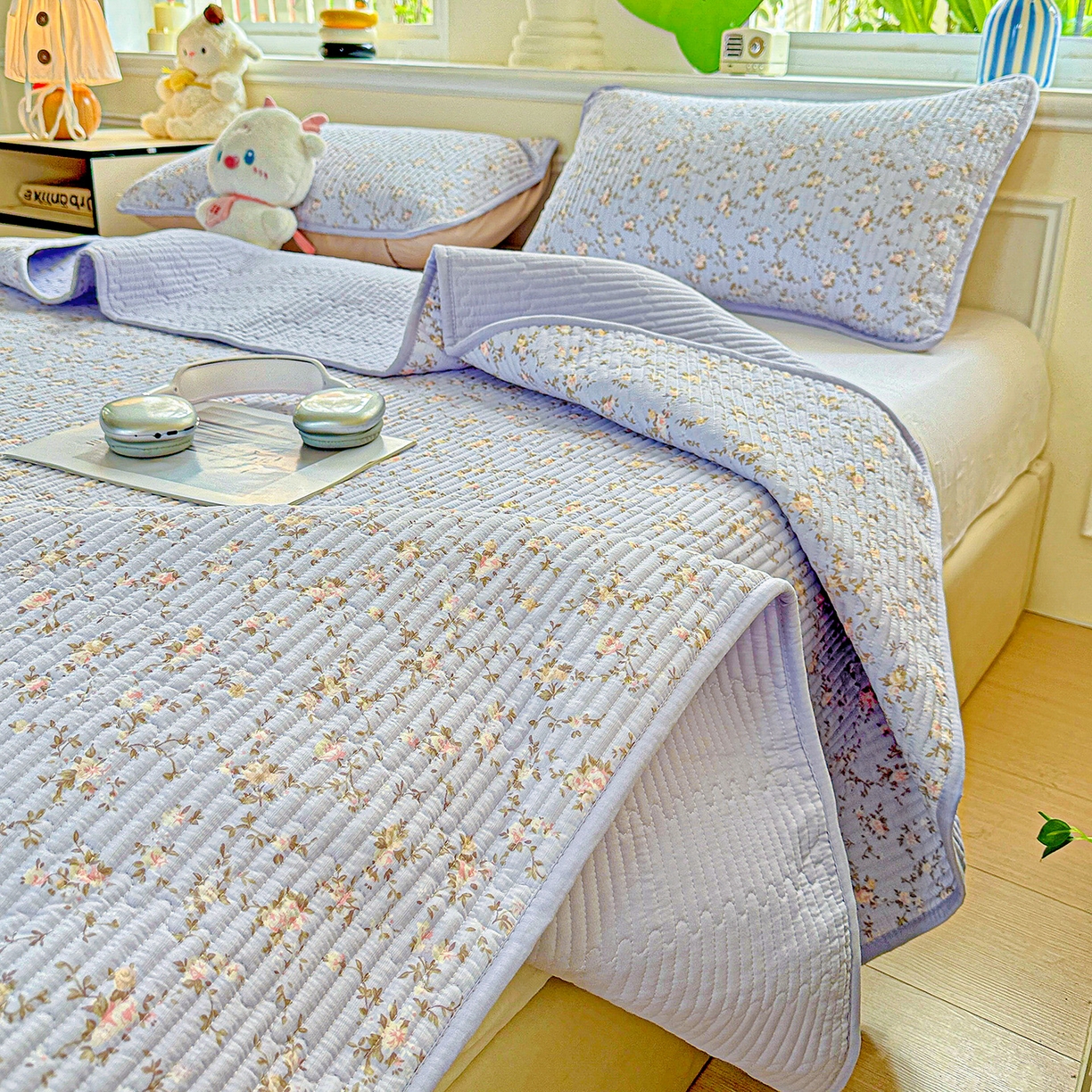 91家纺网 家纺一手货源 找家纺 （总）恒尚居 2025新款双层纱床盖床盖单品单床盖云感夹棉床单床垫软床垫-四季款【系列一】