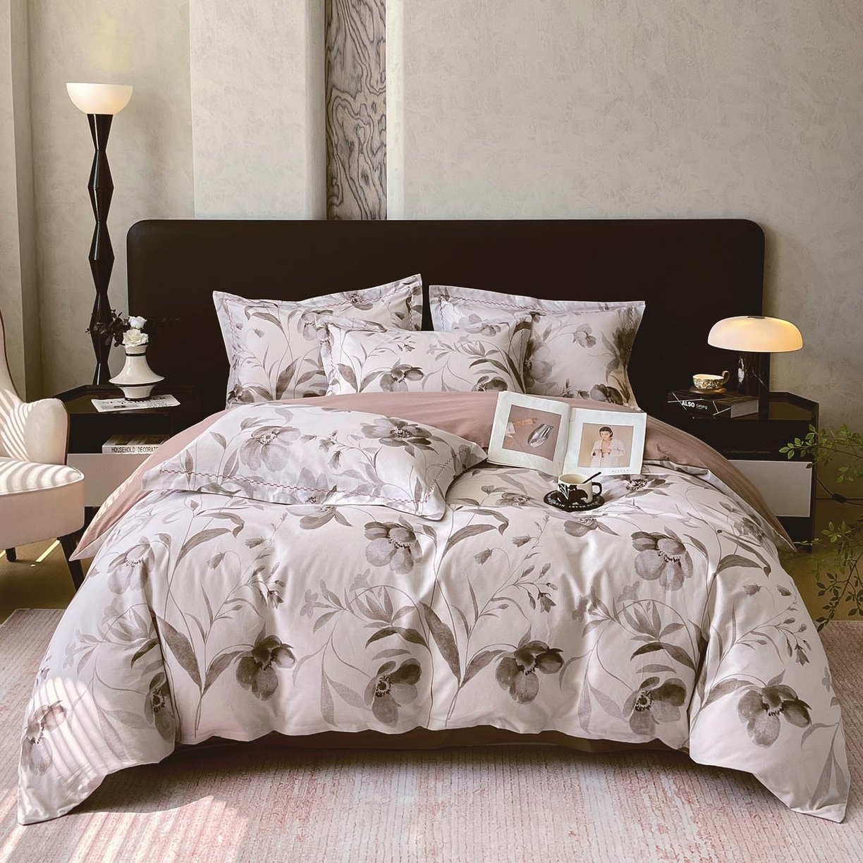 91家纺网 家纺一手货源 找家纺 麦田家纺 2025新款疆大白全棉纯棉加厚生态磨毛四件套 知茵-咖