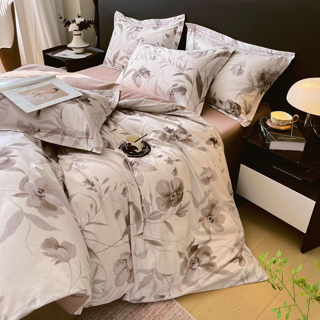 91家纺网 家纺一手货源 找家纺 麦田家纺 2025新款疆大白全棉纯棉加厚生态磨毛四件套 知茵-咖